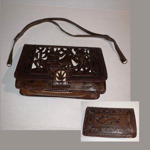 Vntg Mexican HandTooled Leather Purse - 3D Design
